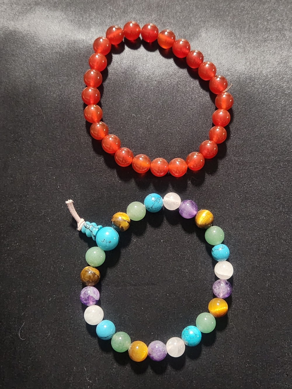 ​Boho Crystal Beaded Bracelet Set - Carnelian & Multi-Color Chakra Energy